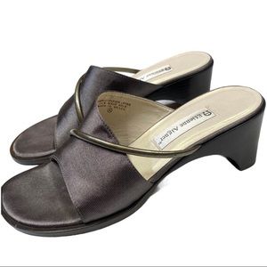Etienne Aigner Gunmetal Peep Toe Chunky Heels